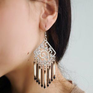 Decorative Drop Earrings, Natural Porcupine Quills